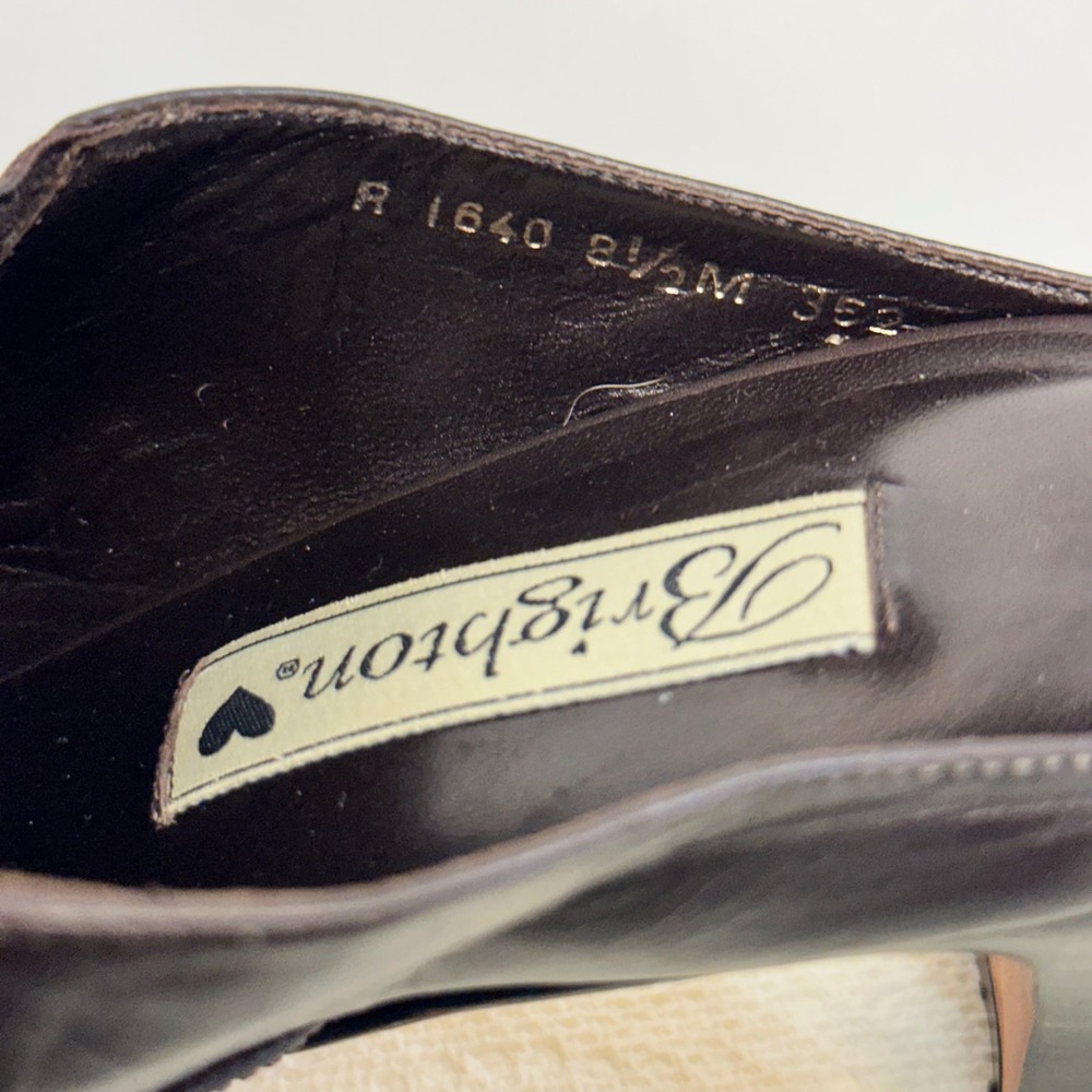 Brighton Tiana Mules Women 8.5M Brown Croc Embossed Buckle Heel Excellent - Picture 3 of 10